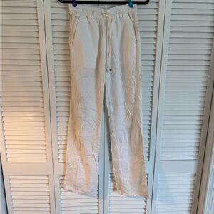 Lulus White Linen Tie Front Pant